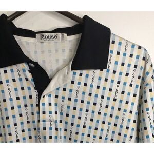 rouse Men's Polo Shirt Size 175/92‎ A (Large) white all over Golf LOGO print
